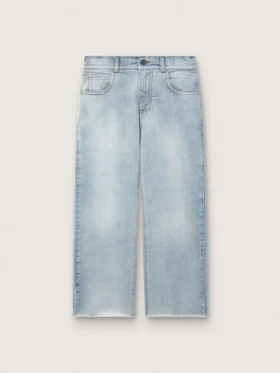 Goldene Jungenjeans aus hellblauem Denim mit gesticktem Logo