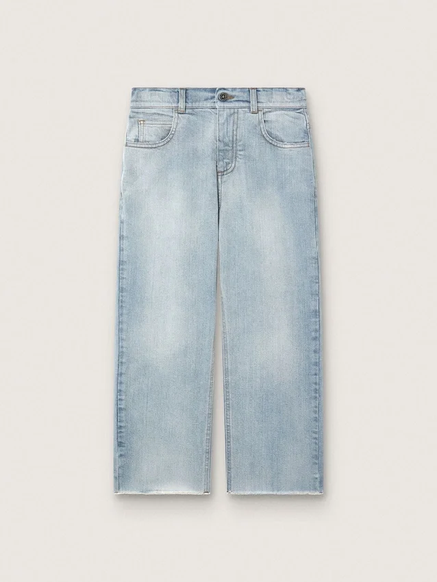 Goldene Jungenjeans aus hellblauem Denim mit gesticktem Logo