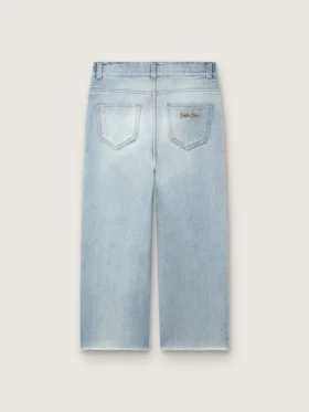 Goldene Jungenjeans aus hellblauem Denim mit gesticktem Logo