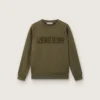 Goldenes Unisex-Sweatshirt aus militärgrüner Baumwolle mit umgekehrtem Logo