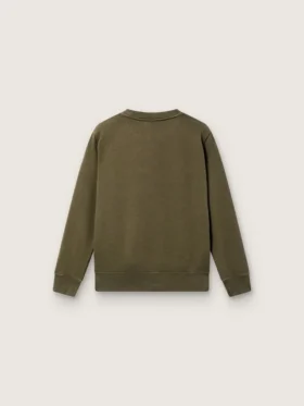 Goldenes Unisex-Sweatshirt aus militärgrüner Baumwolle mit umgekehrtem Logo