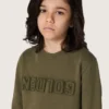 Goldenes Unisex-Sweatshirt aus militärgrüner Baumwolle mit umgekehrtem Logo