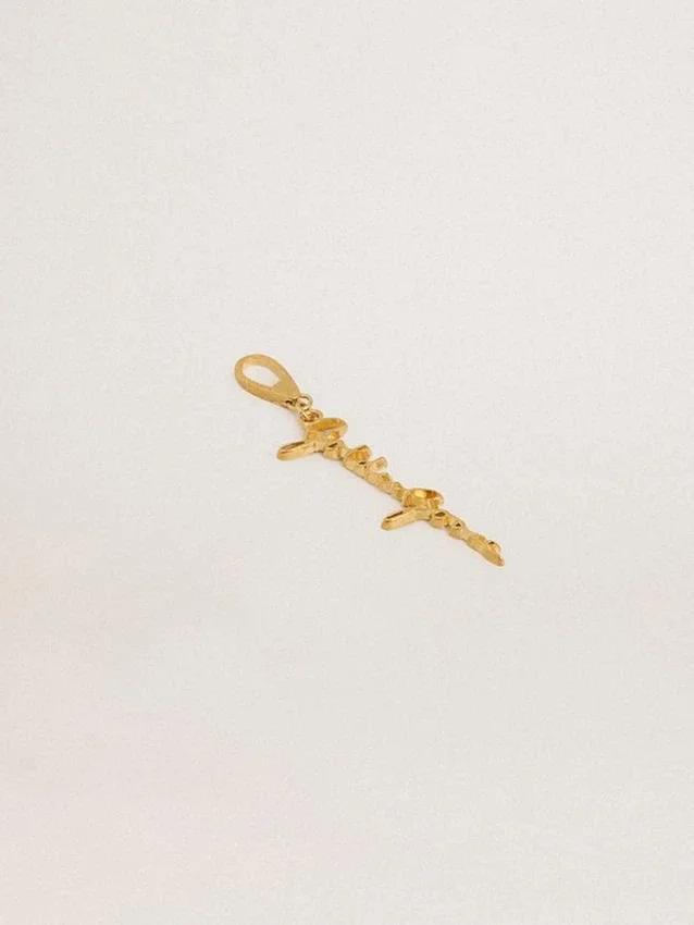 Goldfarbener Messing-Anhänger mit Golden Goose-Signatur