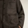 Grau melierte Wolljacke mit Knopfverschluss