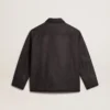 Grau melierte Wolljacke mit Knopfverschluss