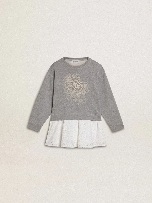 Grau-weisses Minikleid für Mädchen