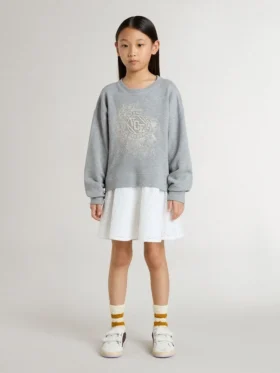 Grau-weisses Minikleid für Mädchen