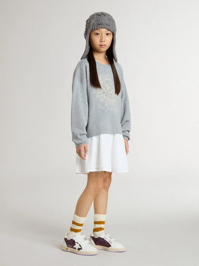 Grau-weisses Minikleid für Mädchen