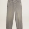 Graue Chino-Hose aus Baumwolle