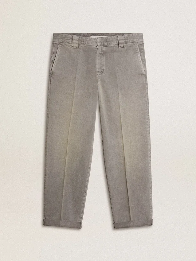 Graue Chino-Hose aus Baumwolle