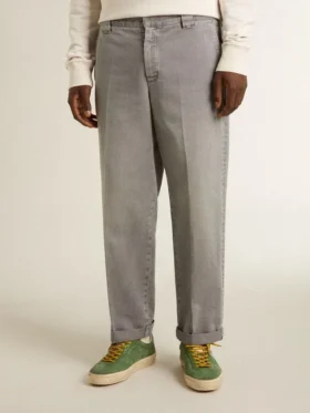 Graue Chino-Hose aus Baumwolle