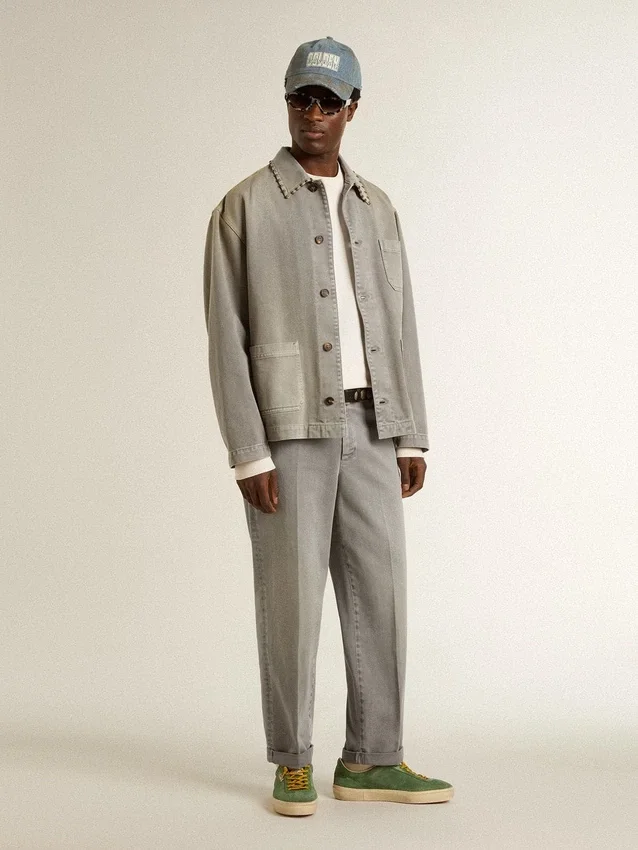 Graue Chino-Hose aus Baumwolle