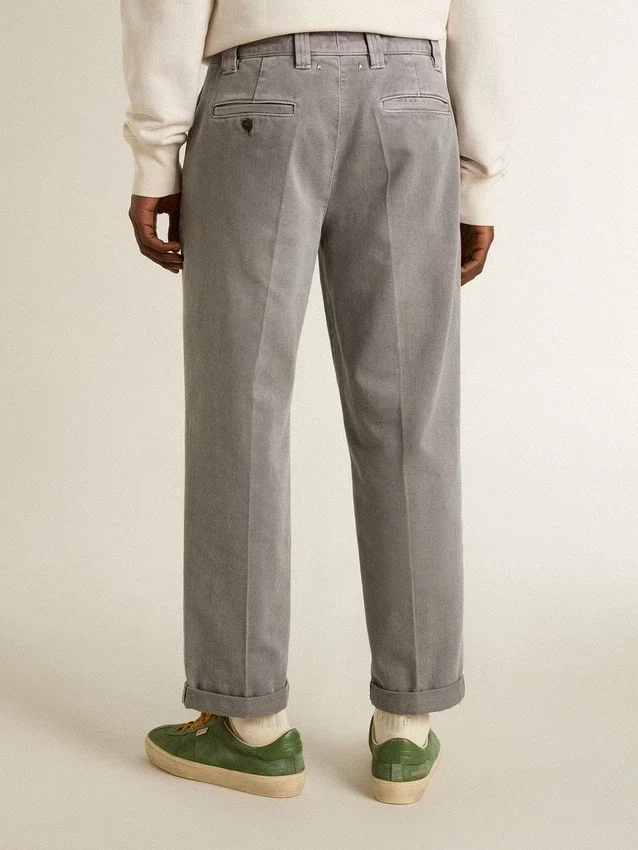 Graue Chino-Hose aus Baumwolle