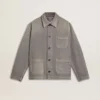 Graue Herren-Jeansjacke mit Nieten