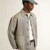 Graue Herren-Jeansjacke mit Nieten