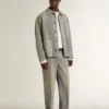 Graue Herren-Jeansjacke mit Nieten