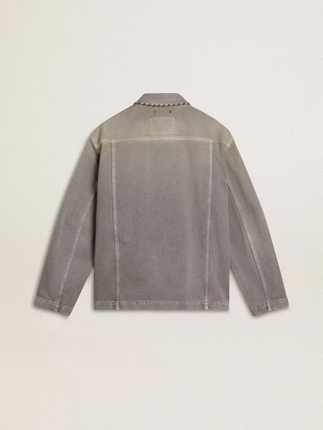 Graue Herren-Jeansjacke mit Nieten
