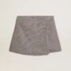 Graue Minishorts für Damen aus Wolle mit Hahnentrittmuster