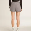 Graue Minishorts für Damen aus Wolle mit Hahnentrittmuster