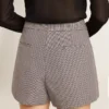 Graue Minishorts für Damen aus Wolle mit Hahnentrittmuster