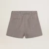 Graue Minishorts für Damen aus Wolle mit Hahnentrittmuster