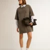 Graues Hemd-Kleid für Damen mit Used-Look