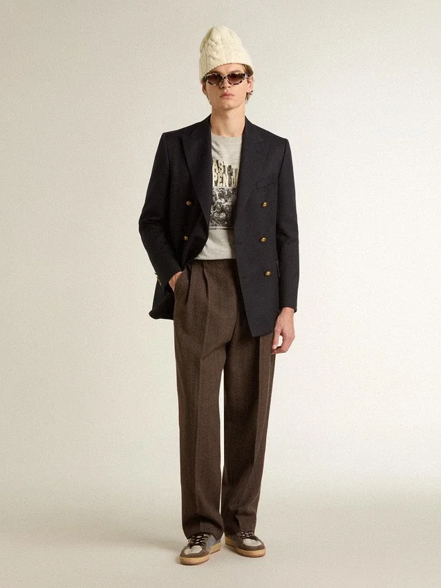 Graues Herren-Hemd im Vintage-Look mit Aufdruck auf der Vorderseite