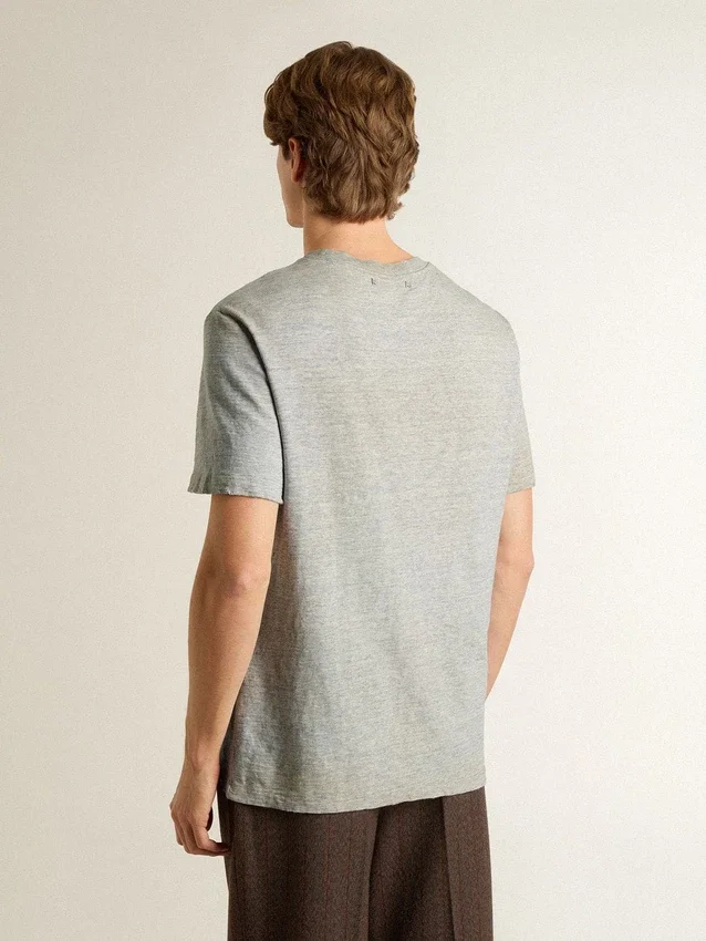 Graues Herren-Hemd im Vintage-Look mit Aufdruck auf der Vorderseite