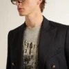 Graues Herren-Hemd im Vintage-Look mit Aufdruck auf der Vorderseite