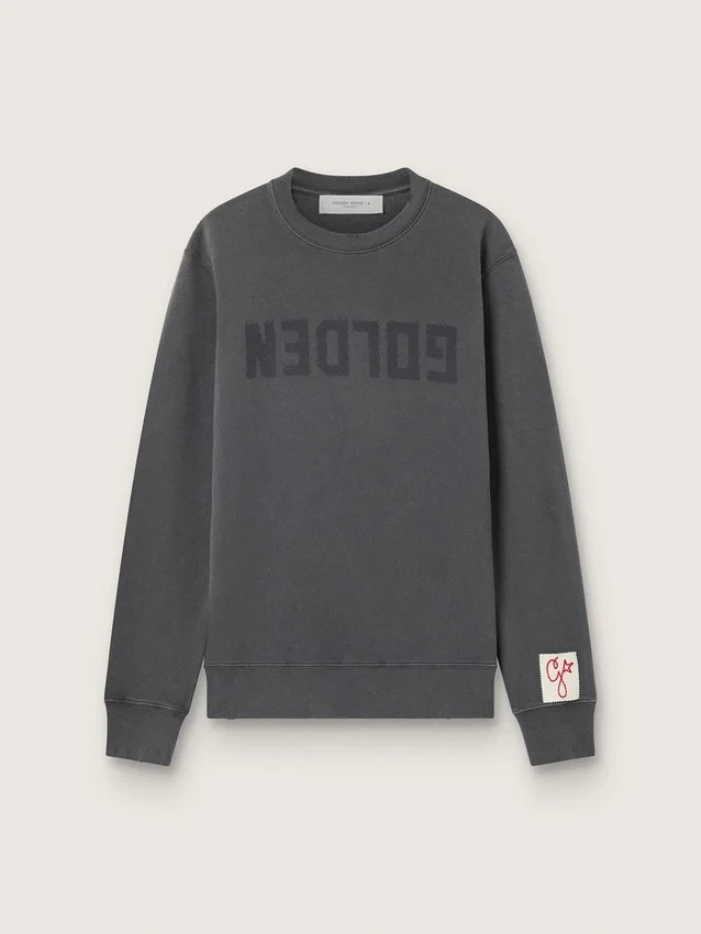 Graues Herren-Sweatshirt mit Logo und Used-Look