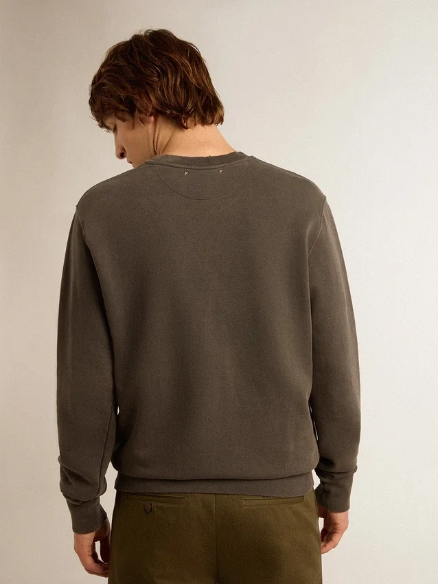 Graues Herren-Sweatshirt mit Logo und Used-Look