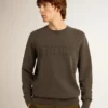 Graues Herren-Sweatshirt mit Logo und Used-Look