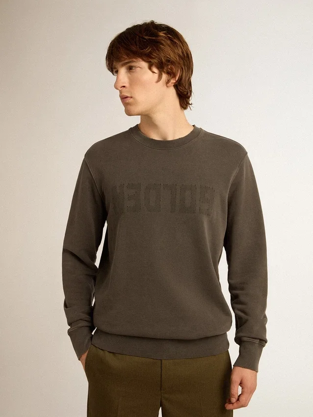 Graues Herren-Sweatshirt mit Logo und Used-Look