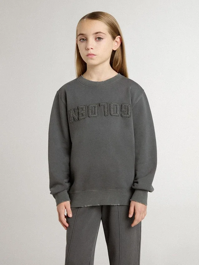 Graues Kinder-Sweatshirt mit erhabenem Logo