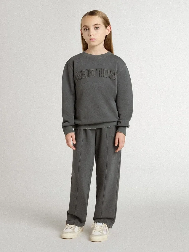 Graues Kinder-Sweatshirt mit erhabenem Logo