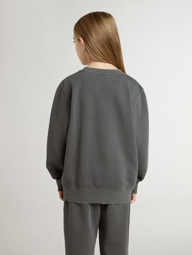 Graues Kinder-Sweatshirt mit erhabenem Logo