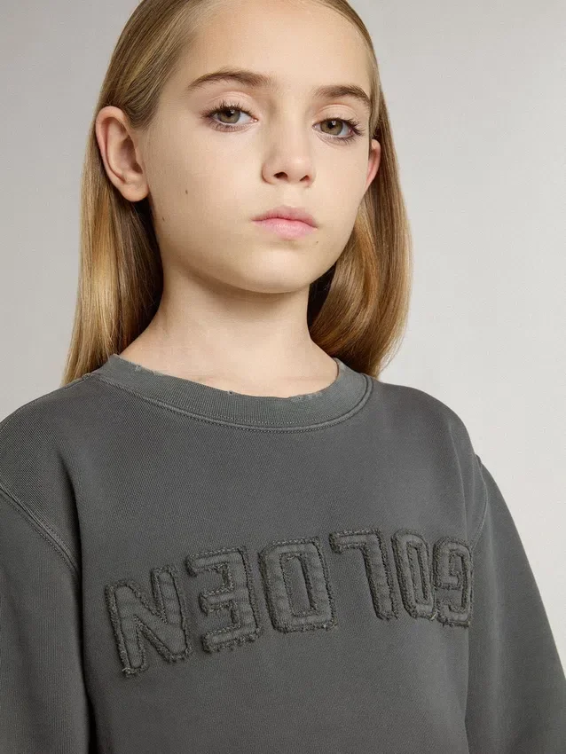 Graues Kinder-Sweatshirt mit erhabenem Logo