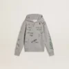 Graues Kinder-Sweatshirt mit mehrfarbigem Schriftzug