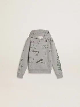Graues Kinder-Sweatshirt mit mehrfarbigem Schriftzug