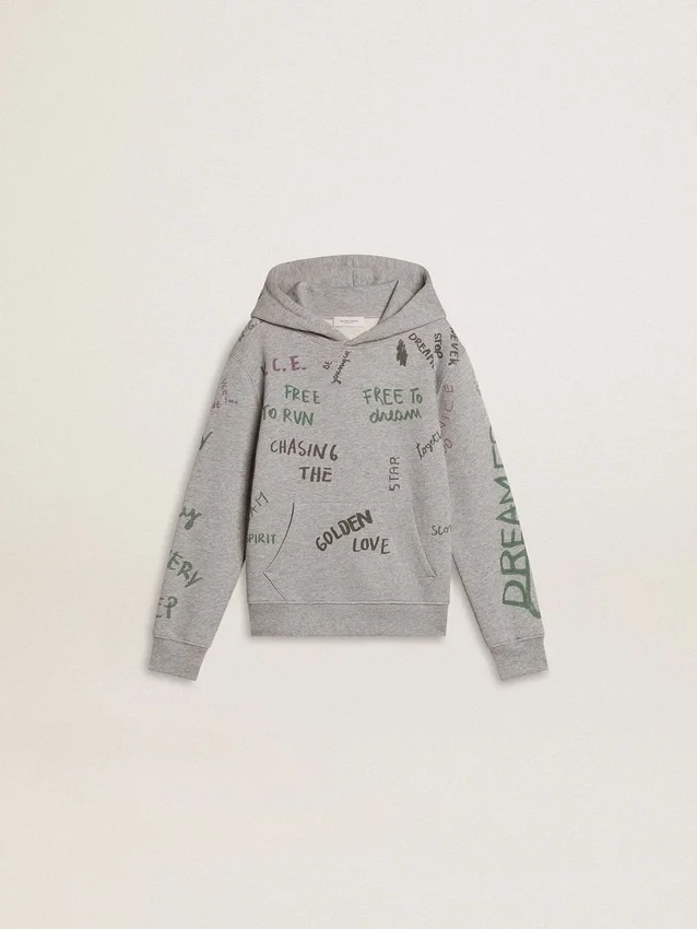 Graues Kinder-Sweatshirt mit mehrfarbigem Schriftzug