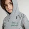 Graues Kinder-Sweatshirt mit mehrfarbigem Schriftzug