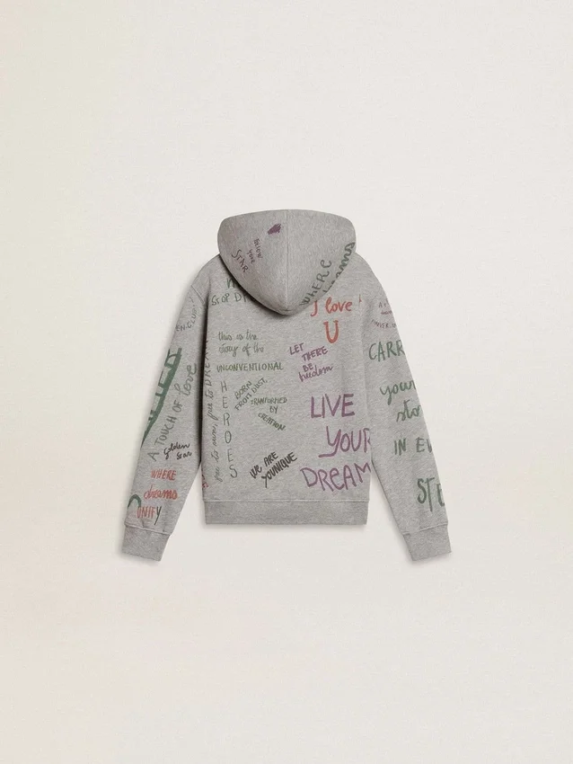 Graues Kinder-Sweatshirt mit mehrfarbigem Schriftzug