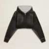 Graues, kurz geschnittenes Sweatshirt mit Used-Look