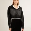 Graues, kurz geschnittenes Sweatshirt mit Used-Look