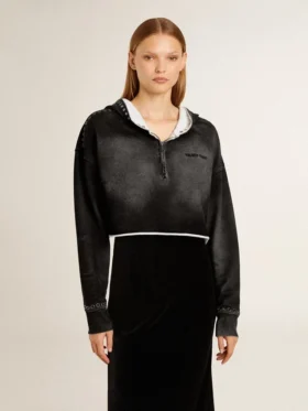 Graues, kurz geschnittenes Sweatshirt mit Used-Look
