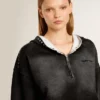 Graues, kurz geschnittenes Sweatshirt mit Used-Look