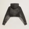 Graues, kurz geschnittenes Sweatshirt mit Used-Look