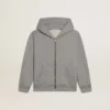 Graues Melange-Sweatshirt mit Aufdruck auf der Rückseite