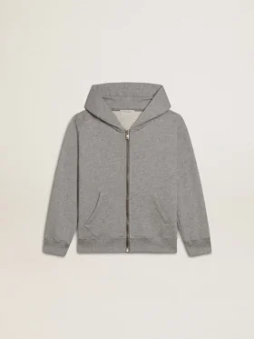 Graues Melange-Sweatshirt mit Aufdruck auf der Rückseite