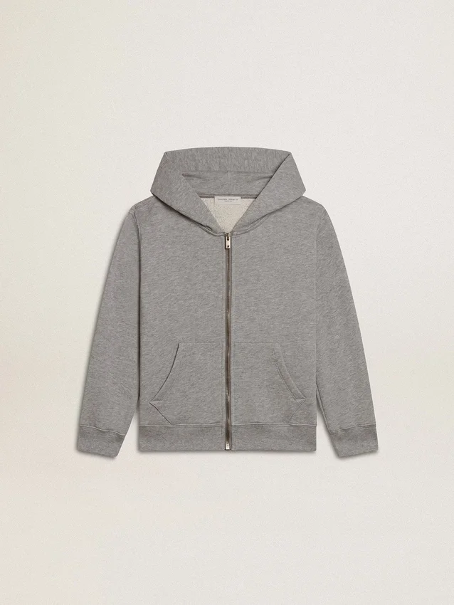 Graues Melange-Sweatshirt mit Aufdruck auf der Rückseite